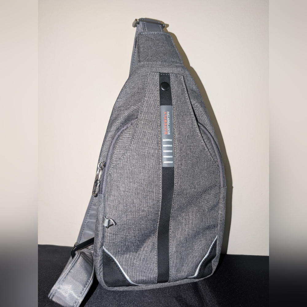 Waterfly Gray Sling Bag - Enjoy Your Life - Adjustable Strap